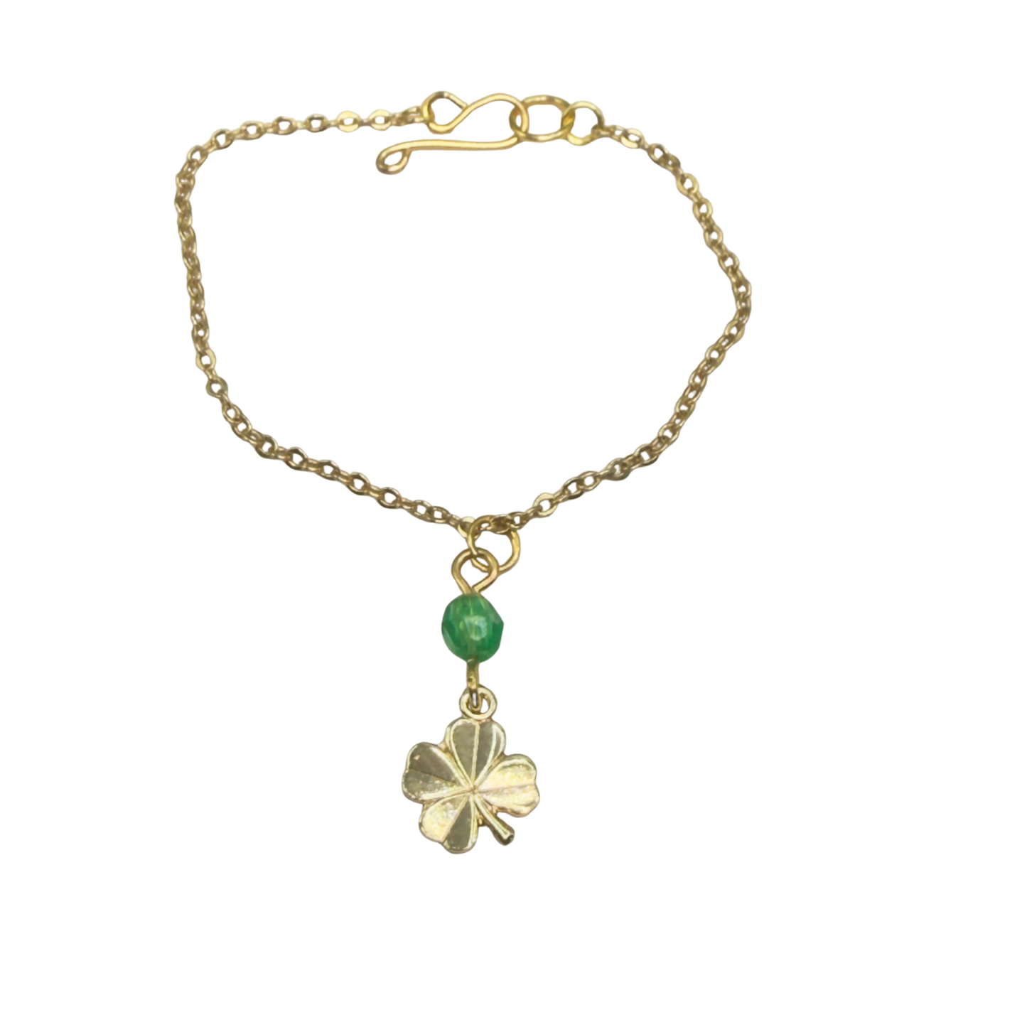 Gold Clover Charm Green Crystal Accent Doll Necklace • 14 Inch Fashion Doll Jewelry