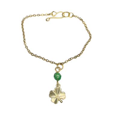 Gold Clover Charm Green Crystal Accent Doll Necklace • 14 Inch Fashion Doll Jewelry