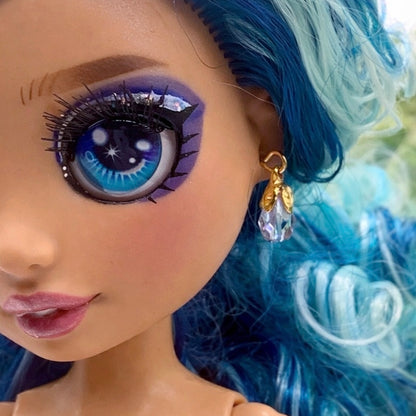 Aurora Borealis Faceted Glass Teardrop Dangle Doll Earrings •10-12” Fashion Doll Jewelry