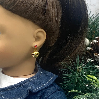 Gold Heart Doll Earring DANGLES • fits 18” American Girl Doll