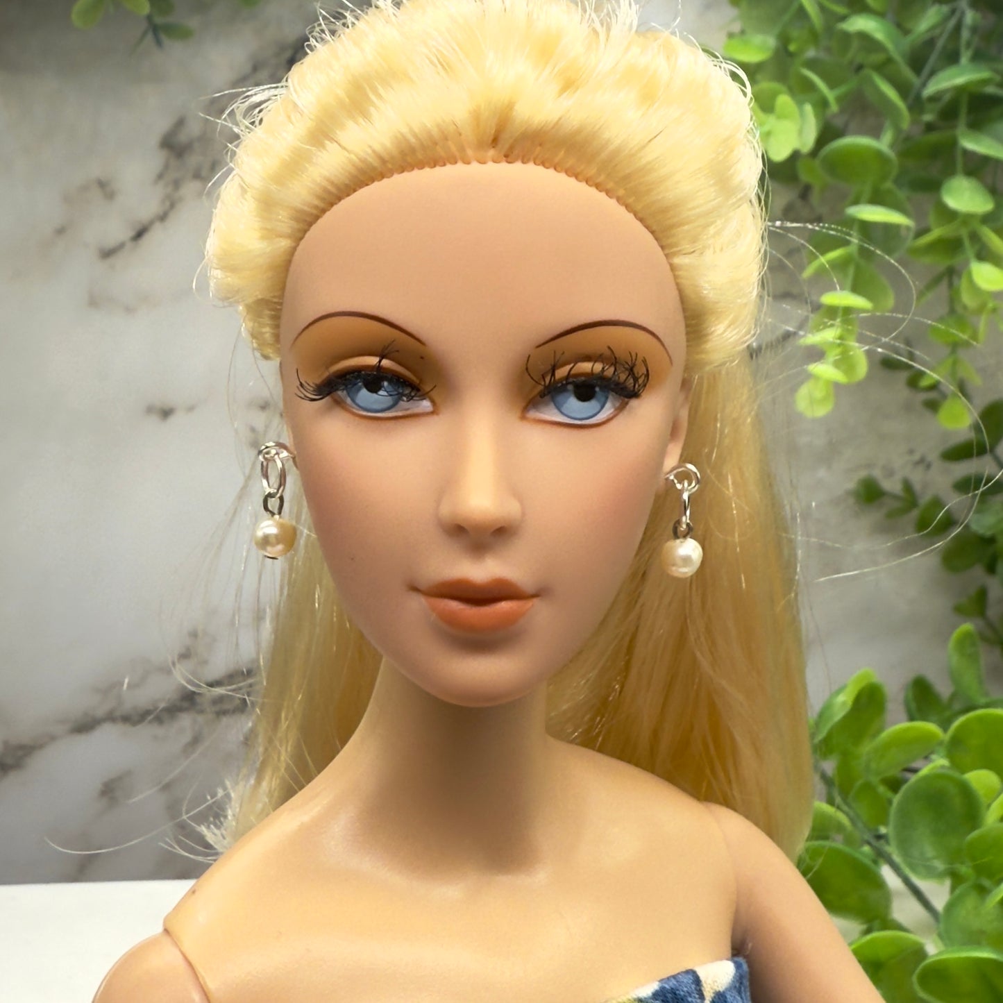 Silver Hoop & Pearl Dangle Doll Earrings • 16 Inch Fashion Doll Jewelry