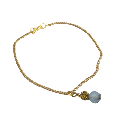 Light Blue Glass Drop Charm Gold Chain Doll Necklace • 18 Inch Fashion Doll Jewelry