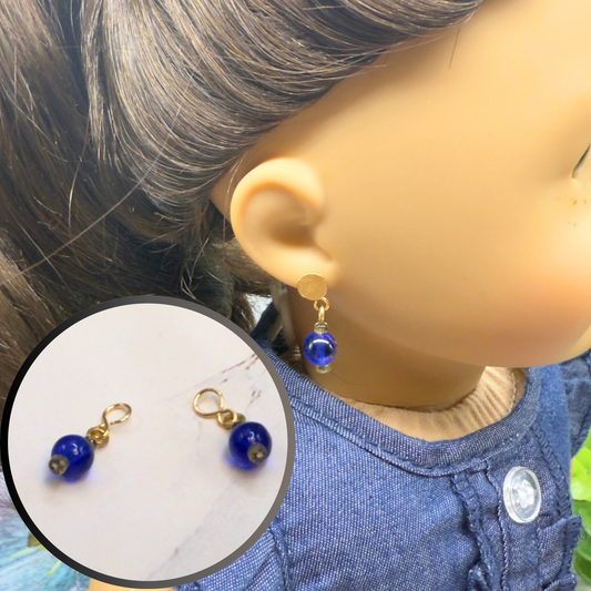 Blue Glass Drop Dangle Doll Earrings - DANGLE ONLY • 18” Fashion Doll Jewelry