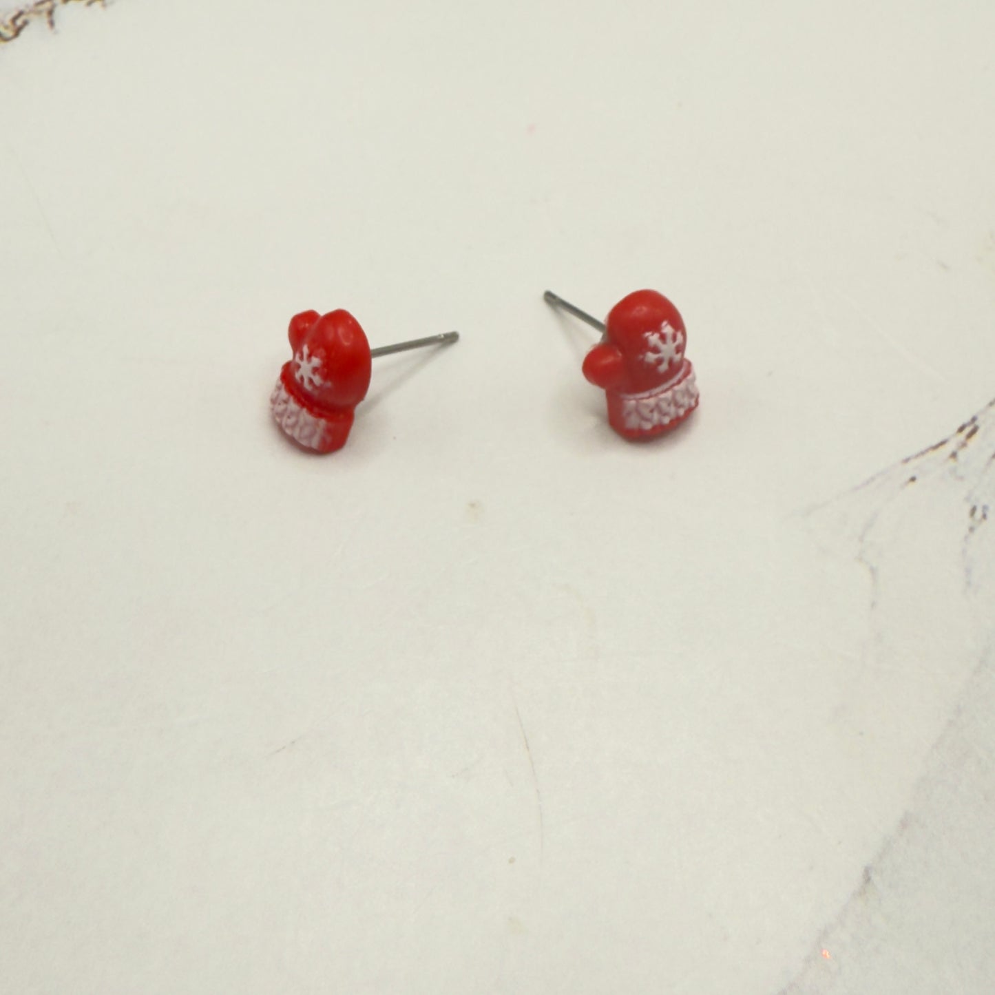 Red Christmas Winter Mitten Post Doll Earrings • 18 Inch Fashion Doll Jewelry