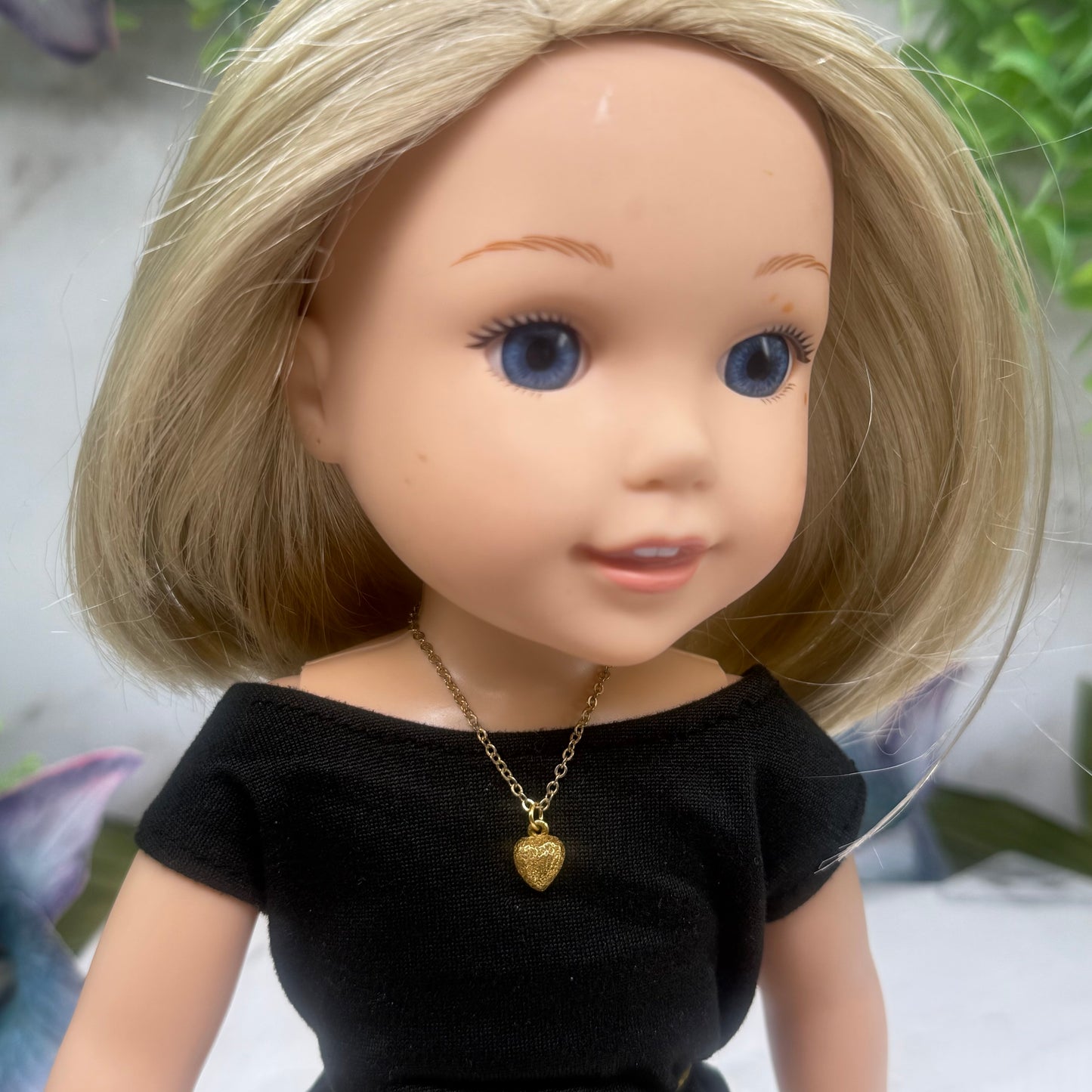 Gold Heart Charm Doll Necklace • 14 Inch Fashion Doll Jewelry