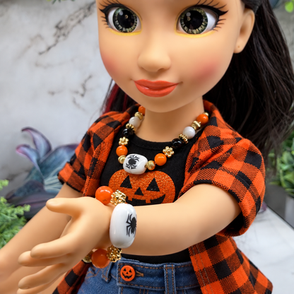 Halloween Spider Necklace and Stretch Bracelet Set | for 18 Inch Fashion Doll