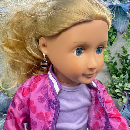 Silver Dangle Clear Rhinestone Post Doll Earrings • 18 Inch Fashion Doll Jewelry