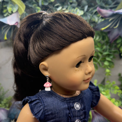 Pink White Mushroom Doll Earring DANGLE ONLY • 18” Fashion Doll Jewelry