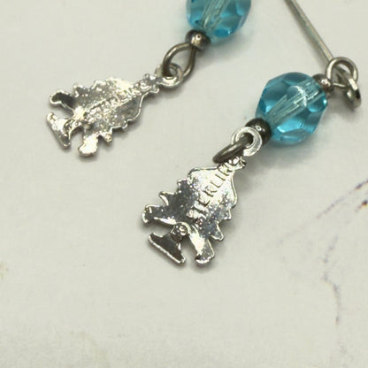 Winter Tree Turquoise Blue Glass Crystal Dangle Doll Earrings • 18 Inch Fashion Doll Jewelry
