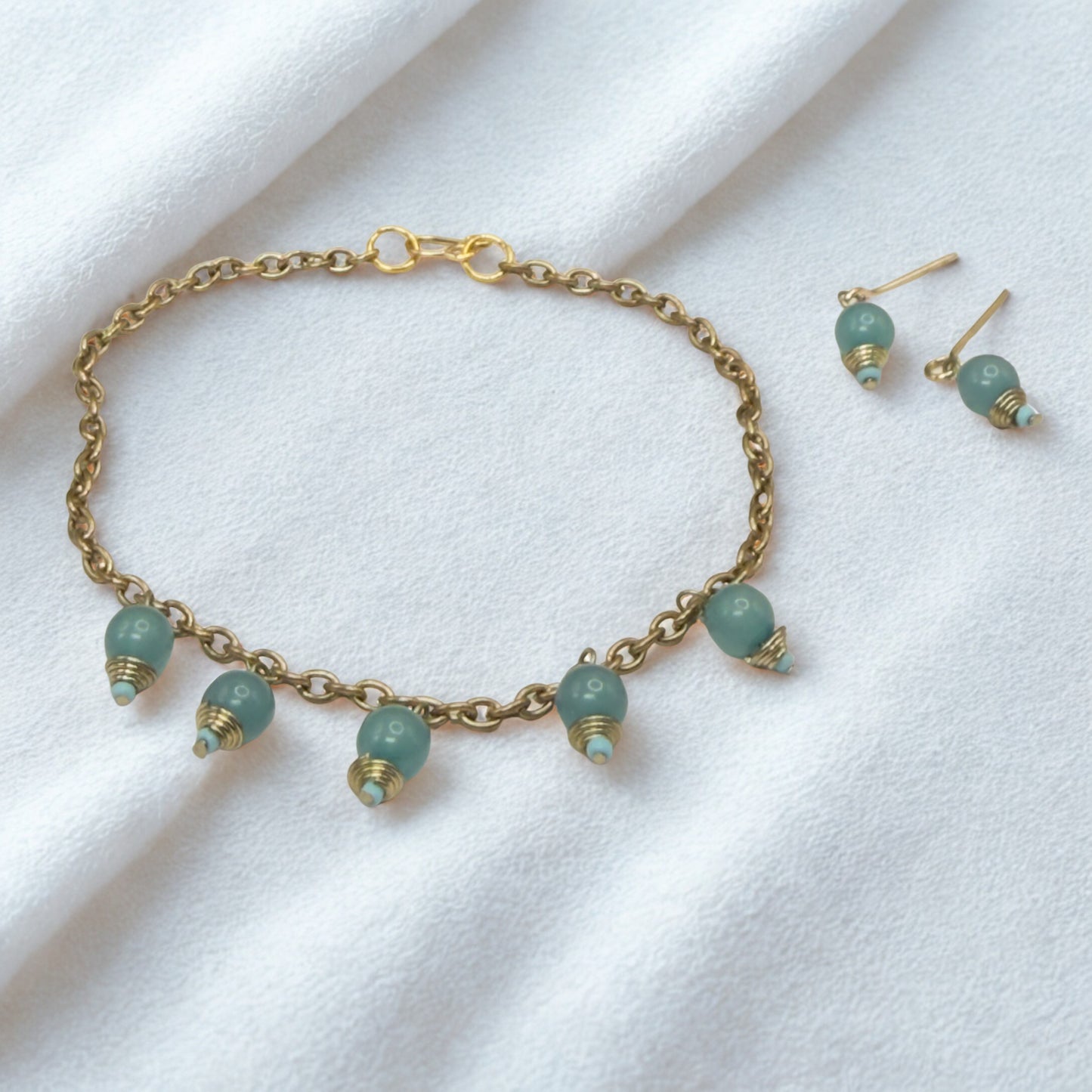 Dusty Blue Dangle Doll Necklace & Earrings Set • 18 Inch Fashion Doll Jewelry