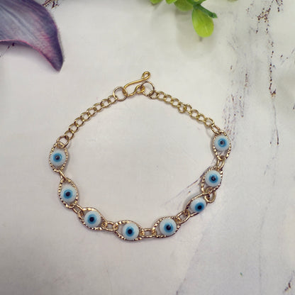 Blue Evil Eye Good Luck Gold Link Doll Necklace • 18 Inch Fashion Doll Jewelry