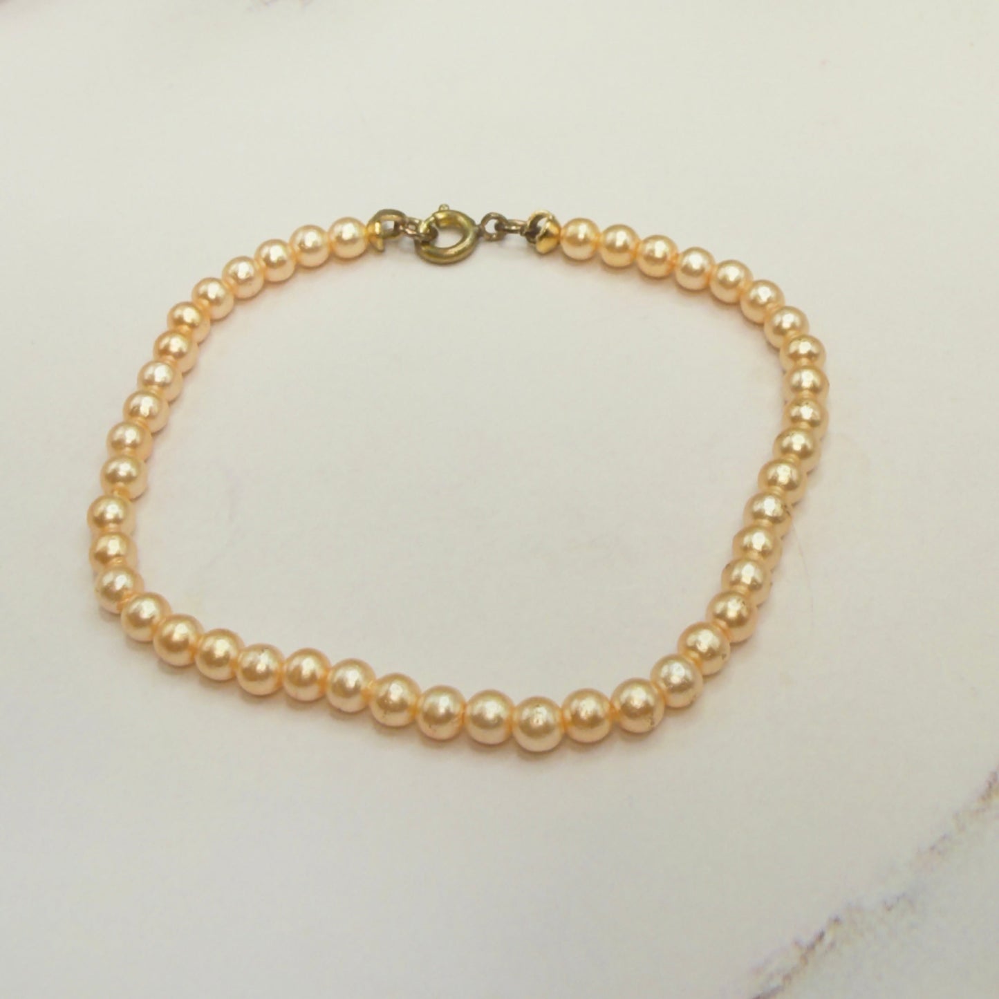 Peach Color Pearl Doll Necklace • 18-22 Inch Fashion Vintage Doll Jewelry