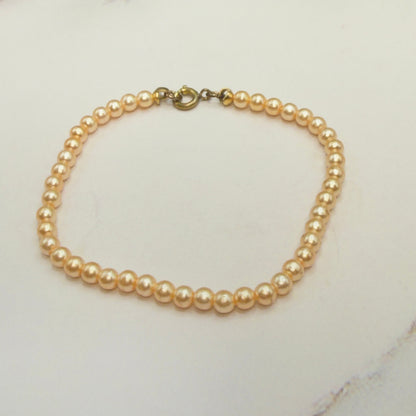 Peach Color Pearl Doll Necklace • 18-22 Inch Fashion Vintage Doll Jewelry