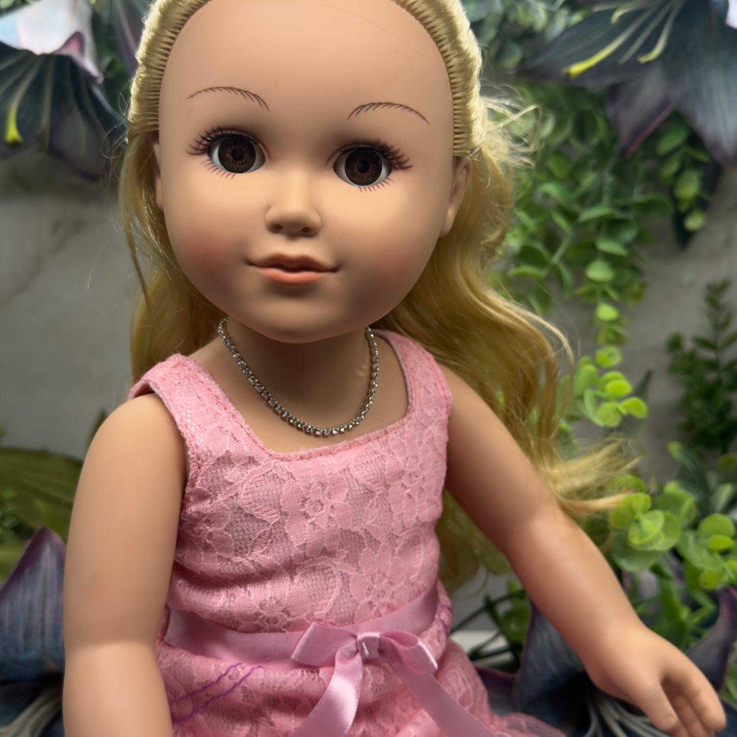 Clear Rhinestone Cup Chain Doll Necklace • 18 Inch Fashion Doll Jewelry