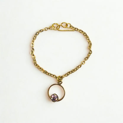 Circle Charm Purple Rhinestone Gold Chain Doll Necklace • 16 Inch Fashion Doll Jewelry