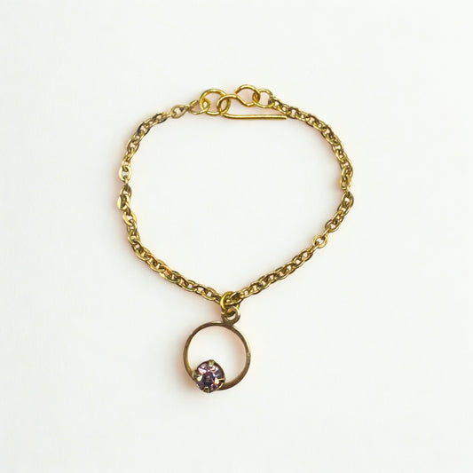 Circle Charm Purple Rhinestone Gold Chain Doll Necklace • 16 Inch Fashion Doll Jewelry