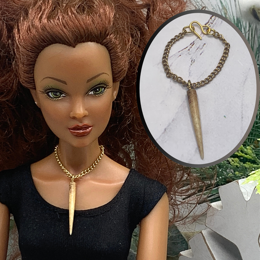 Long Spear Shaped Statement Pendant Doll Necklace • 16 Inch Doll Jewelry
