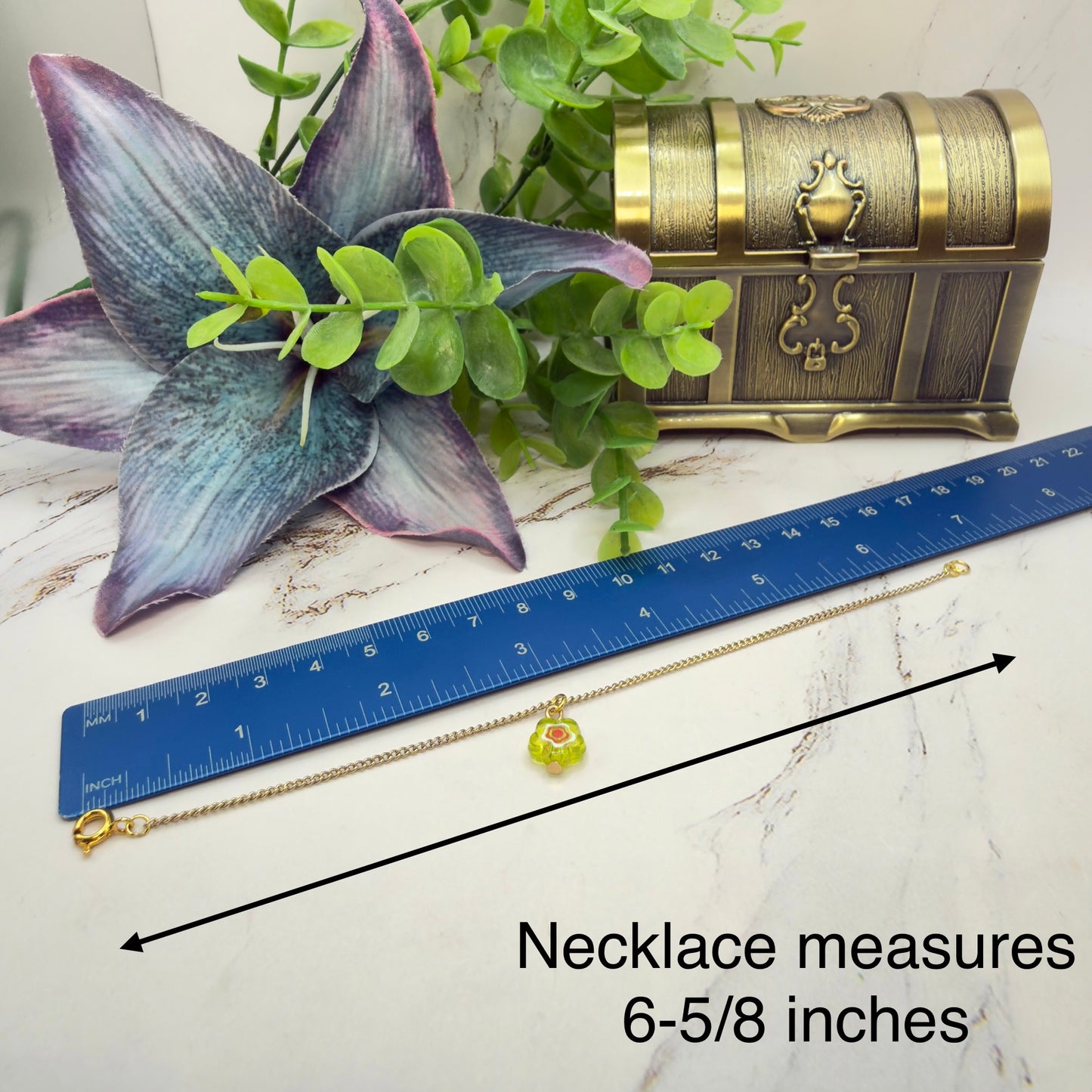 Yellow Translucent Flower Charm Gold Chain Doll Necklace • 18 Inch Fashion Doll Jewelry