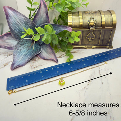 Yellow Translucent Flower Charm Gold Chain Doll Necklace • 18 Inch Fashion Doll Jewelry
