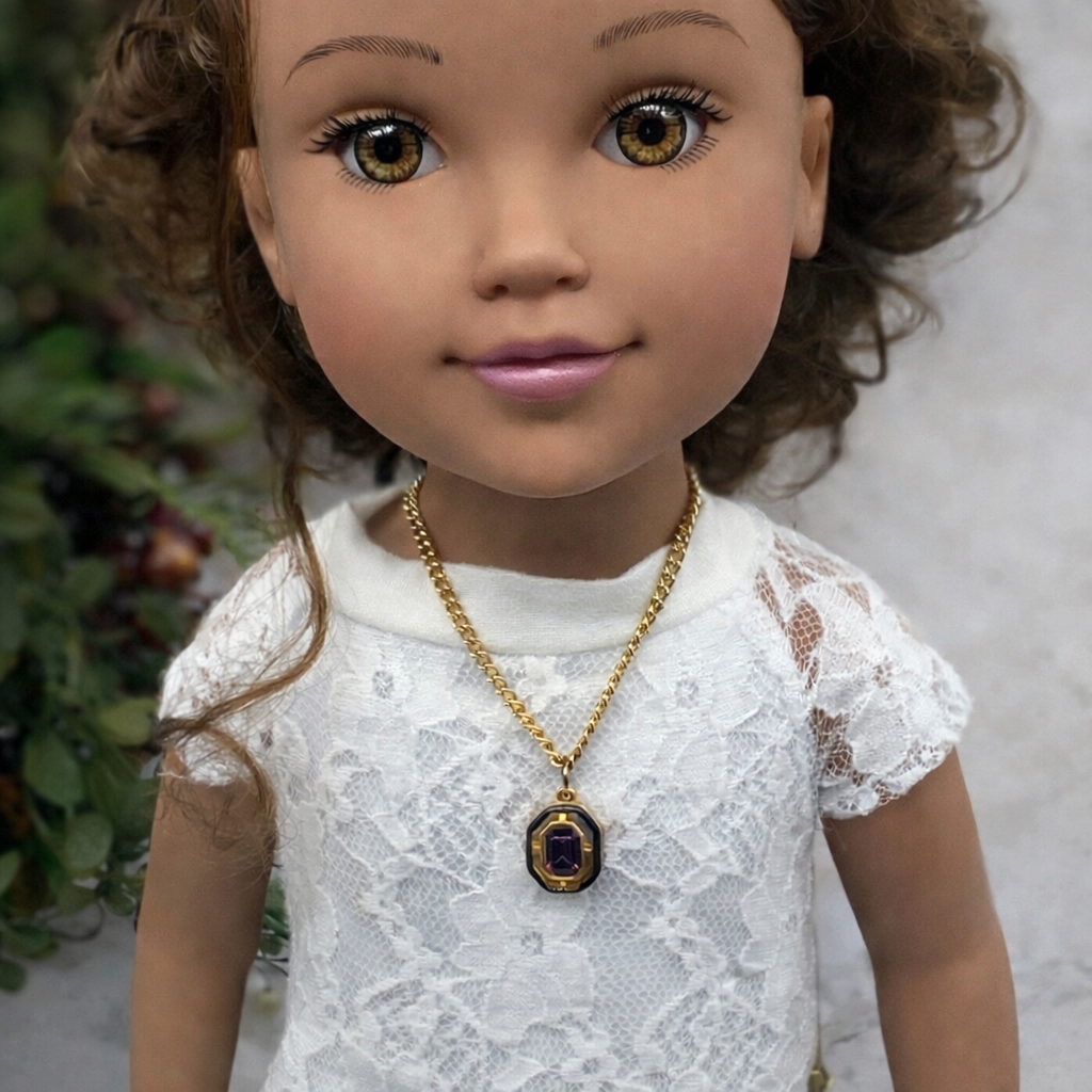 Purple Rhinestone Pendant Doll Necklace • 18 Inch Fashion Doll Jewelry
