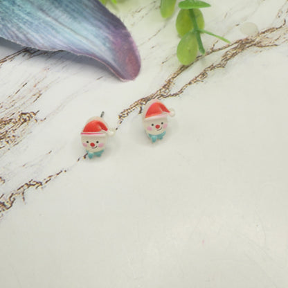 Snowman Santa Hat Christmas Post Doll Earrings • 18 Inch Fashion Doll Jewelry