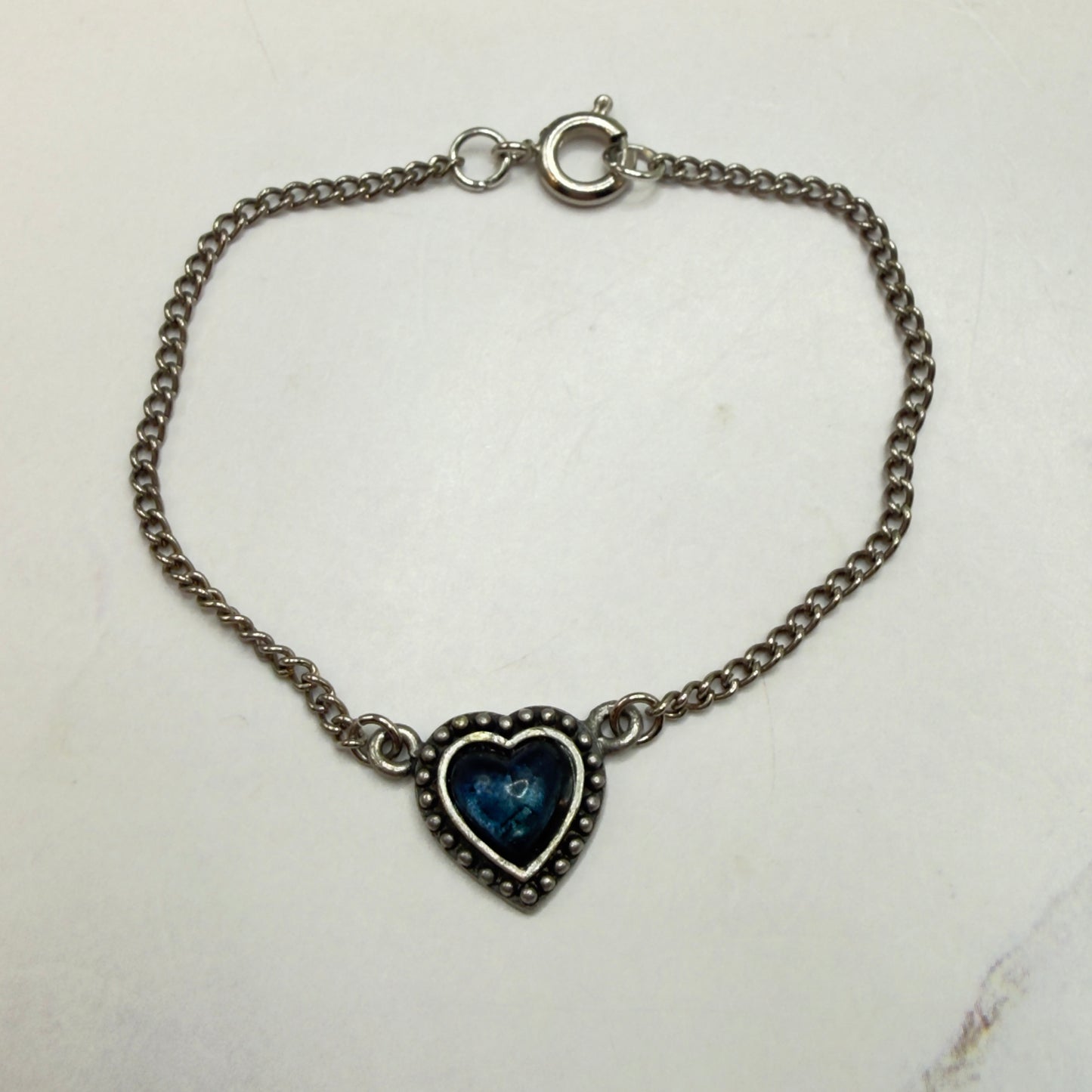 Silver Heart Blue Center Charm Doll Necklace • 18 Inch Fashion Doll Jewelry