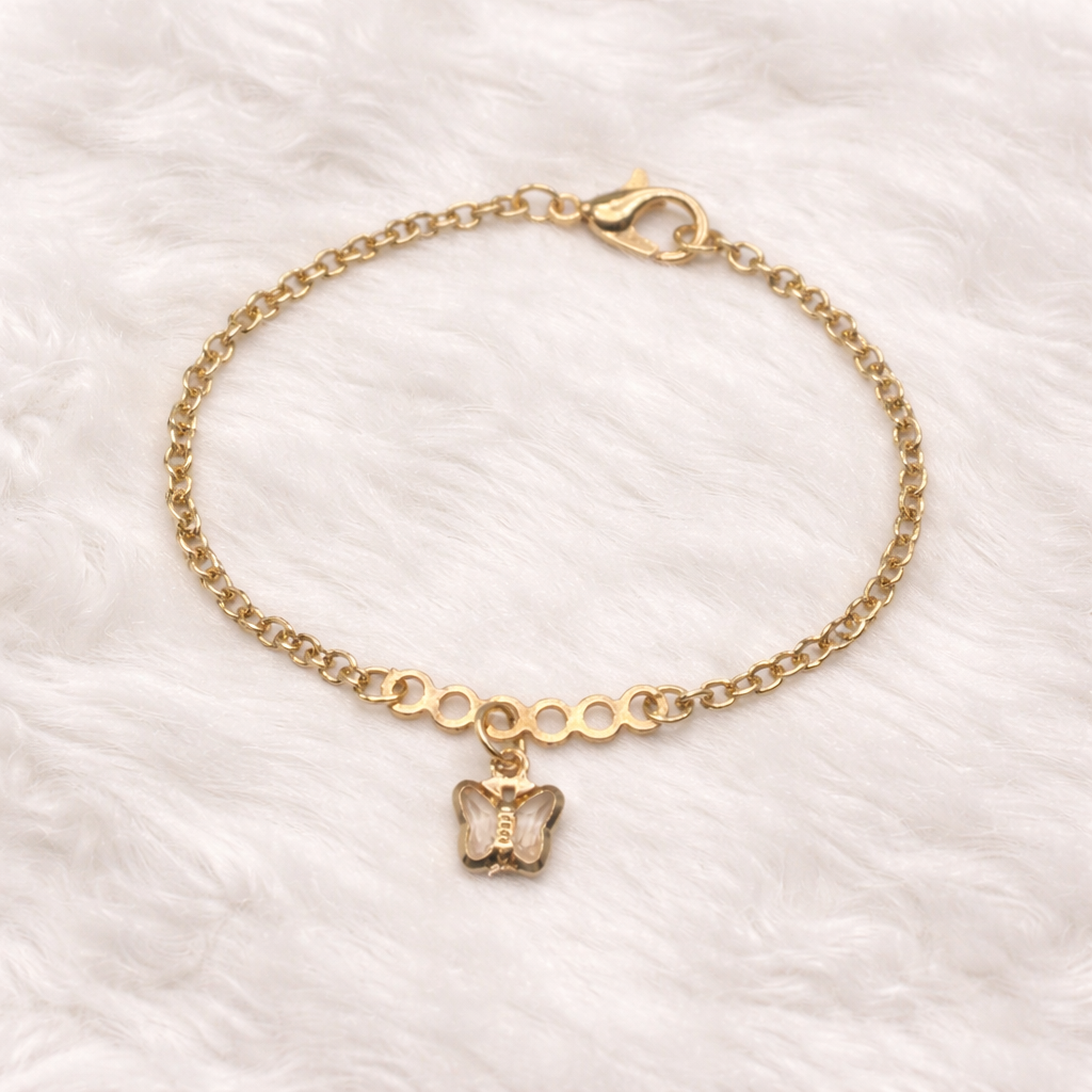 Gold Chain Clear Acrylic Crystal Butterfly Charm Doll Necklace • 18 Inch Fashion Doll Jewelry