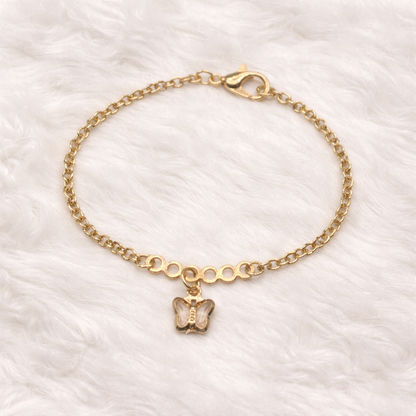 Gold Chain Clear Acrylic Crystal Butterfly Charm Doll Necklace • 18 Inch Fashion Doll Jewelry