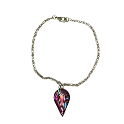 Teardrop Multi Color Abalone Charm Silver Chain Doll Necklace • 18” Doll Jewelry