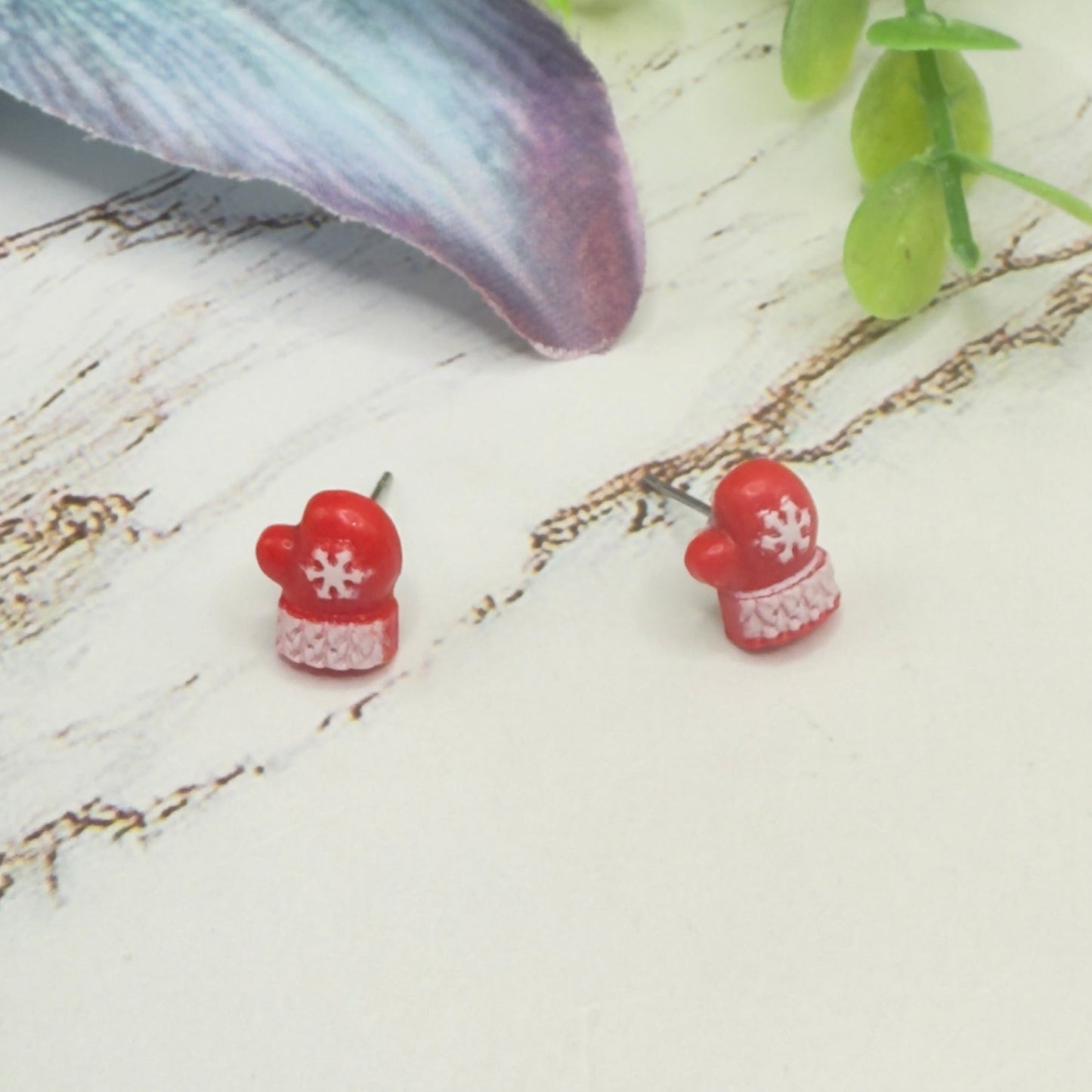 Red Christmas Winter Mitten Post Doll Earrings • 18 Inch Fashion Doll Jewelry