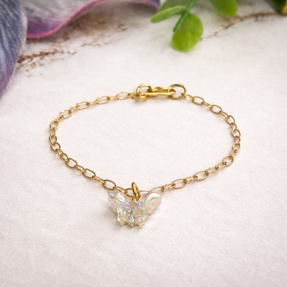 Clear Acrylic Butterfly Charm Gold Chain Doll Necklace for 14 Inch Fashion Dolls