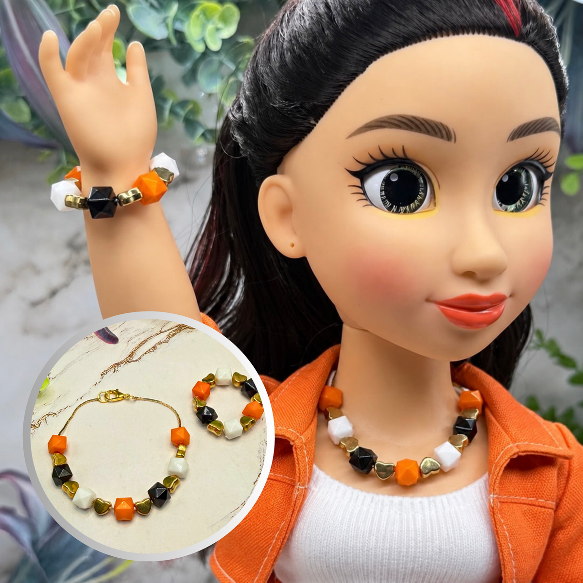 Halloween Plastic Beaded Necklace and Bracelet Set | for 18 Inch Fashion Doll