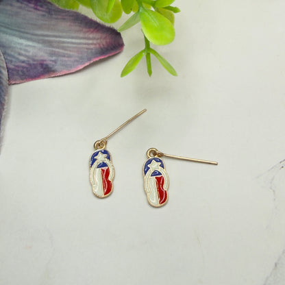 Americana Patriotic Flip Flop Sandal Dangle Doll Earrings for 18 Inch Fashion Doll