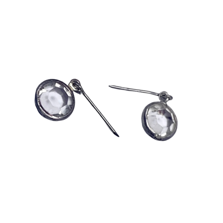 Clear Round Crystal Silver Dangle Doll Earrings • 18 Inch Doll Jewelry