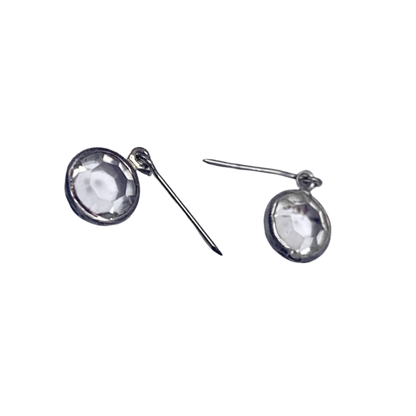 Clear Round Crystal Silver Dangle Doll Earrings • 18 Inch Doll Jewelry