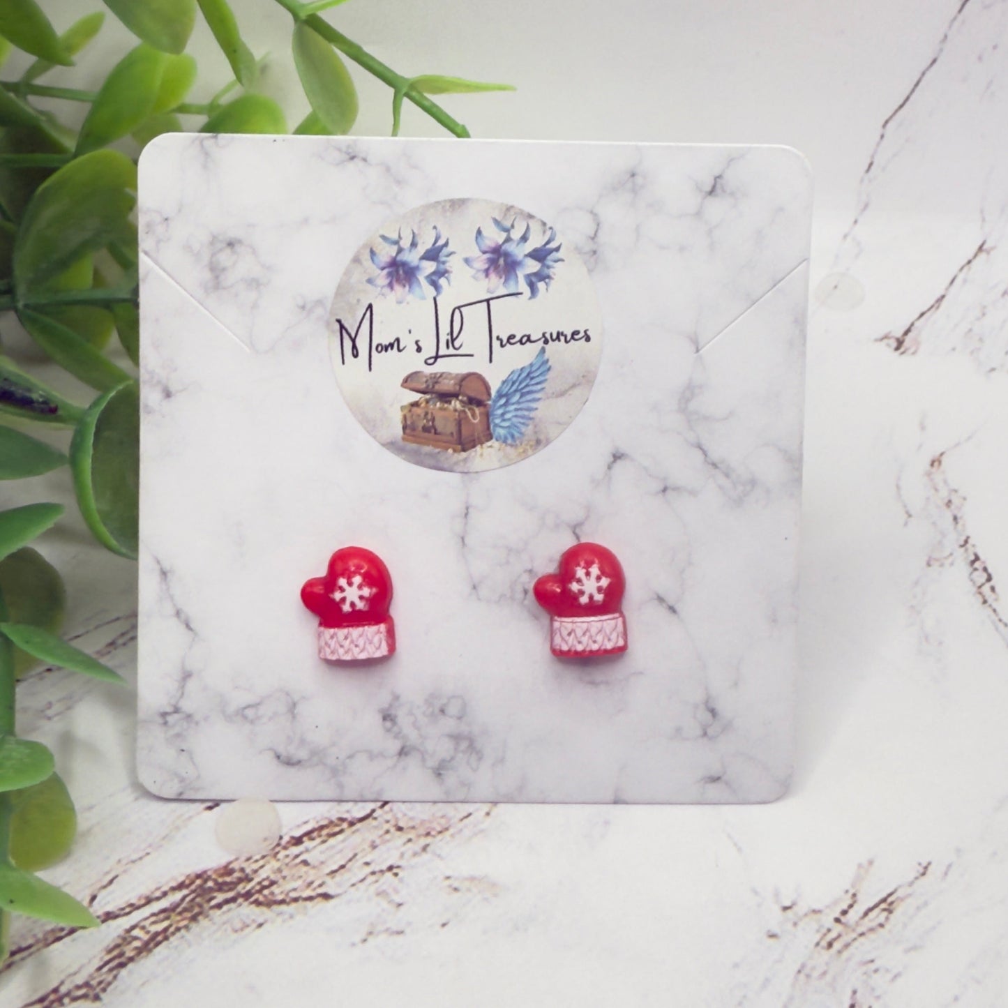 Red Christmas Winter Mitten Post Doll Earrings • 18 Inch Fashion Doll Jewelry