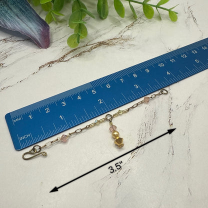 Pink Crystal Pearl Gold Y-Drop Doll Necklace & Earrings • 16 Inch Fashion Doll Jewelry