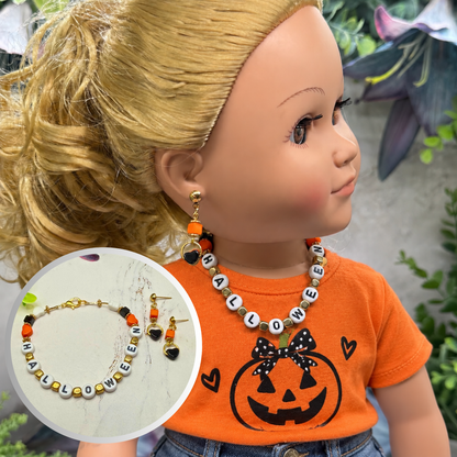 Halloween Beaded Necklace and Earrings Set | for 18 Inch Fashion Doll