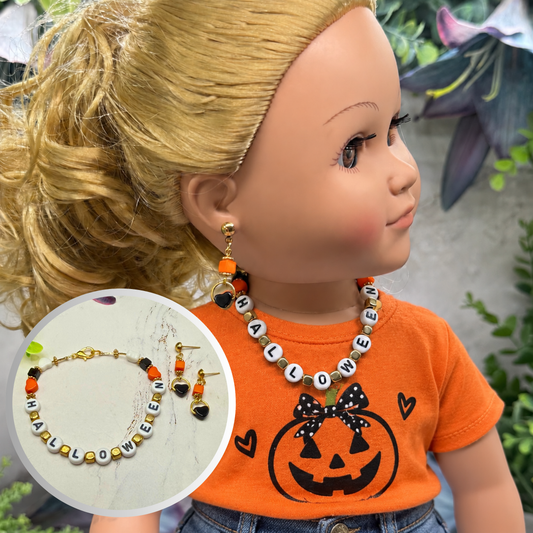 Halloween Beaded Necklace and Earrings Set | for 18 Inch Fashion Doll