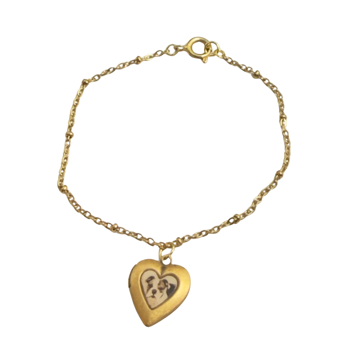 Dog Bulldog Puppy Photo Heart Locket Doll Necklace • 18 Inch Fashion Doll Jewelry