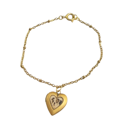 Dog Bulldog Puppy Photo Heart Locket Doll Necklace • 18 Inch Fashion Doll Jewelry