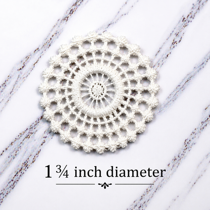 Set of 4 Off White Cream Crochet Fabric Doilies Doily • Dollhouse Miniature