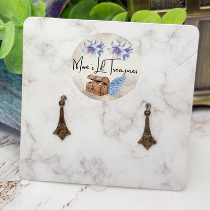 Bronze Brass Fan Filigree Vintage Style Dangle Doll Earrings • 16 Inch Fashion Doll Jewelry
