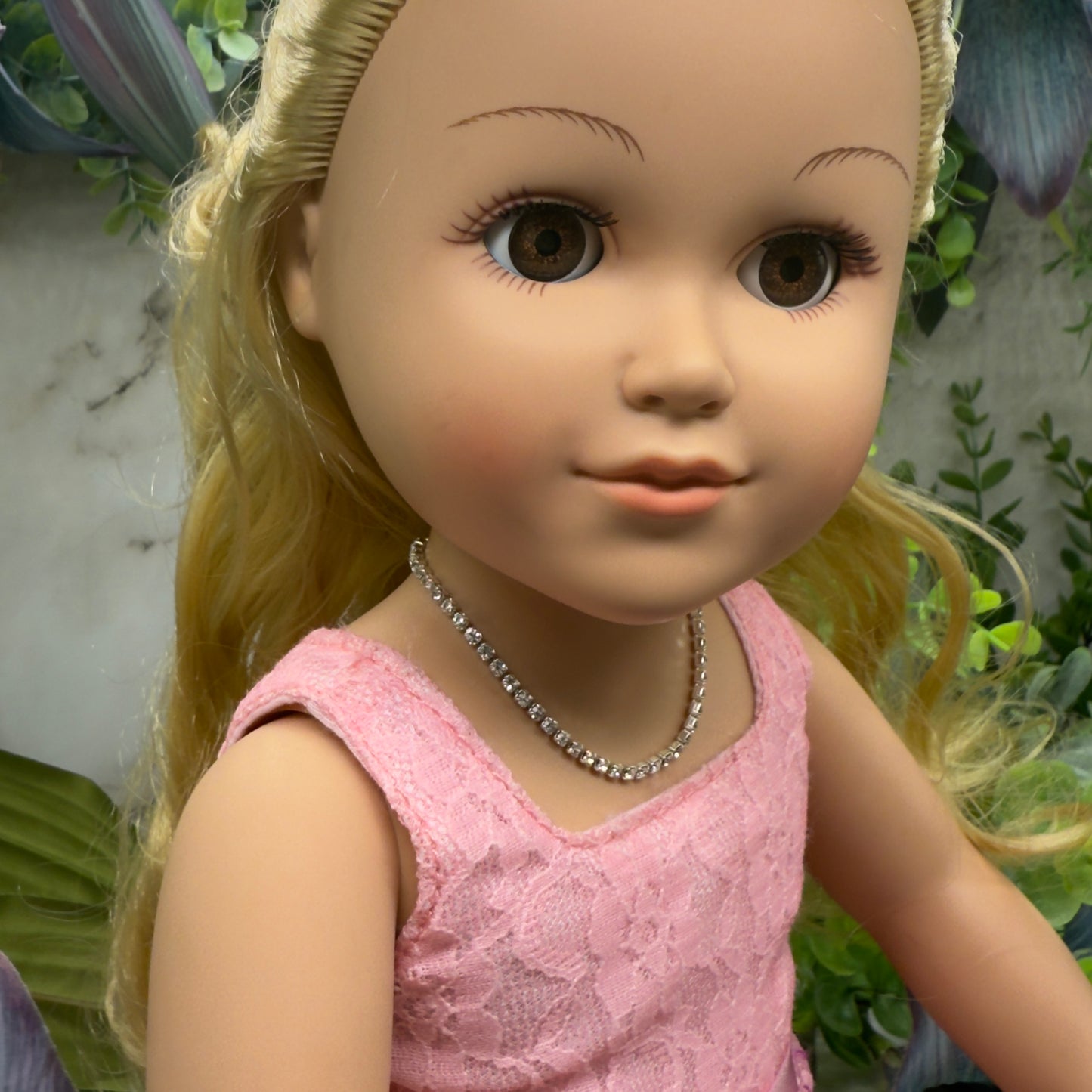 Clear Rhinestone Cup Chain Doll Necklace • 18 Inch Fashion Doll Jewelry