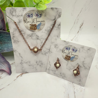 Copper Color Filigree Diamond Charm Doll Necklace & Earrings Set • 18 Inch Fashion Doll Jewelry