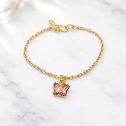 Peach Pink Acrylic Crystal Butterfly Gold Chain Doll Necklace for 16 Inch Fashion Dolls