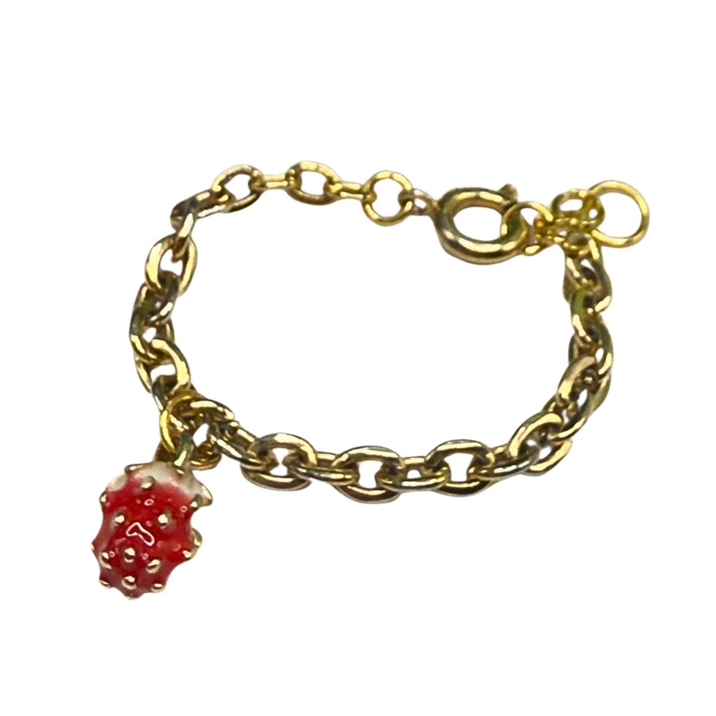 Strawberry Charm Gold Chain Doll Bracelet • 18 Inch Fashion Doll Jewelry