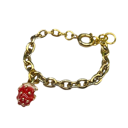 Strawberry Charm Gold Chain Doll Bracelet • 18 Inch Fashion Doll Jewelry