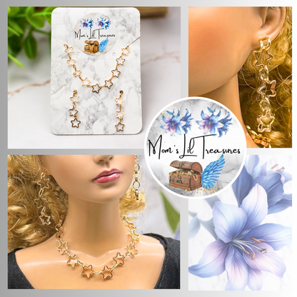 Open Work Gold Star Chain Doll Necklace & Earrings Set for 16 Inch Fashion Doll