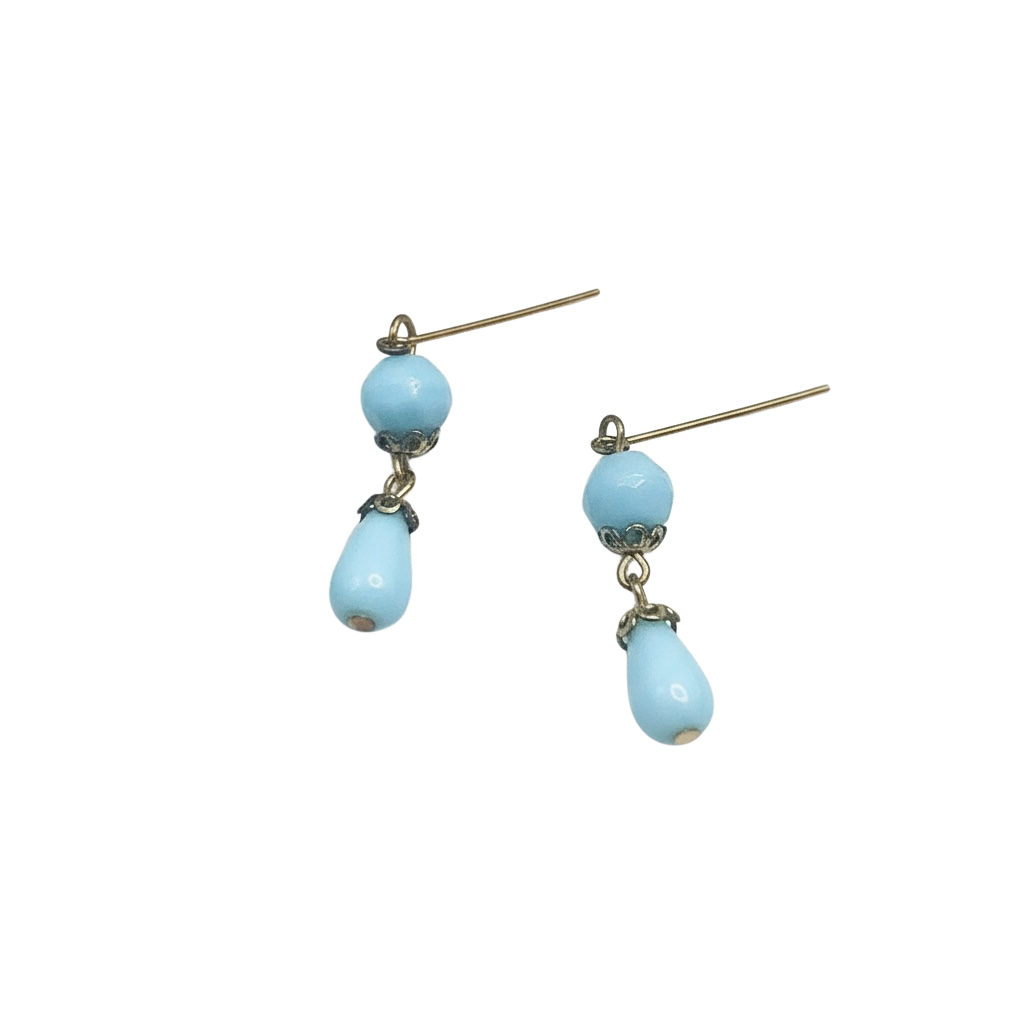 Blue Glass Gold Dangle Doll Earrings • 18 Inch Fashion Doll Jewelry
